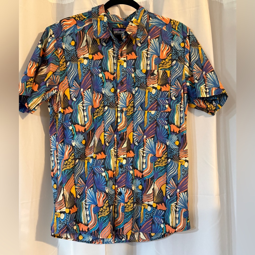 Patagonia Organic Cotton Tropical Fish Shirt M | Surf Aloha Print Button Down